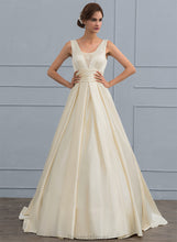 Load image into Gallery viewer, Dress With Train Skyler V-neck Wedding Sweep Satin Lace Ball-Gown/Princess Wedding Dresses