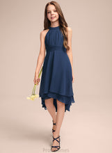 Load image into Gallery viewer, Scoop Asymmetrical Chiffon Neck A-Line Addyson Junior Bridesmaid Dresses With Ruffles