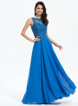 Load image into Gallery viewer, A-Line Chiffon Neck Prom Dresses Sequins Lace Beading Floor-Length With Bridget Scoop