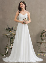 Load image into Gallery viewer, Wedding Dresses Sweetheart Chiffon Geraldine A-Line Dress Sweep Wedding Train