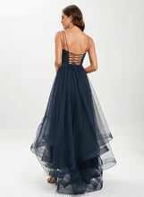 Load image into Gallery viewer, With Asymmetrical Scoop Sequins Adison Tulle Ball-Gown/Princess Neck Prom Dresses Lace