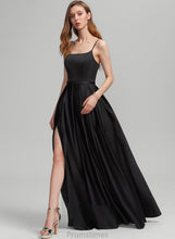 Load image into Gallery viewer, Pockets Floor-Length Prom Dresses With Square Front A-Line Adalyn Neckline Satin Split