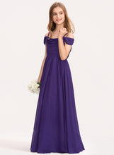 Load image into Gallery viewer, Chiffon Floor-Length With Off-the-Shoulder A-Line Meghan Junior Bridesmaid Dresses Ruffle