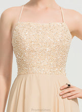 Load image into Gallery viewer, Chiffon Prom Dresses Train Neckline Sweep Mia A-Line With Square Sequins Beading