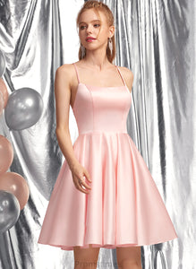 Dulce Square Prom Dresses A-Line Neckline Short/Mini Satin