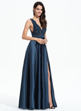 Load image into Gallery viewer, Prom Dresses Dahlia Floor-Length V-neck Sequins Lace A-Line With Satin