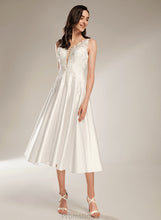 Load image into Gallery viewer, Dress A-Line Wedding With Tea-Length Ingrid Pockets V-neck Wedding Dresses