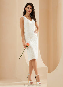 Ellie Wedding Dress V-neck Sheath/Column Wedding Dresses Knee-Length