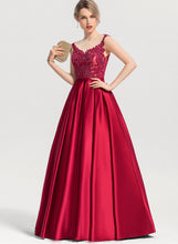 Load image into Gallery viewer, With Lace Ball-Gown/Princess Floor-Length Scoop Prom Dresses Illusion Sequins Satin Jaylyn