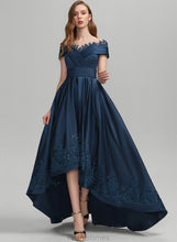 Load image into Gallery viewer, Sequins Ball-Gown/Princess Satin Saniya Asymmetrical Neck Prom Dresses Pockets With Scoop