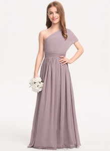 With Junior Bridesmaid Dresses Marianna A-Line One-Shoulder Floor-Length Chiffon Ruffle