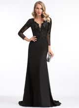 Load image into Gallery viewer, Sweep Chiffon Prom Dresses Sloane Sequins Train V-neck Trumpet/Mermaid Beading With