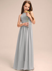 Neck Chiffon Scoop Junior Bridesmaid Dresses With A-Line Floor-Length Jaelynn Ruffle