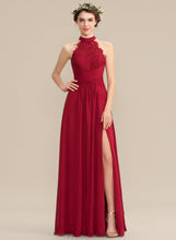 Load image into Gallery viewer, Ruffle Chiffon Lace Front Neck With Split Mallory Floor-Length High A-Line Prom Dresses