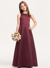 Load image into Gallery viewer, Junior Bridesmaid Dresses Neck Satin Floor-Length Scoop Cassidy A-Line