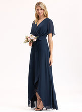 Load image into Gallery viewer, Ashlee A-Line Prom Dresses Bow(s) V-neck With Chiffon Asymmetrical