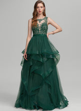 Load image into Gallery viewer, Lace Tulle Avery Prom Dresses Floor-Length With Ball-Gown/Princess Ruffle Scoop Neck