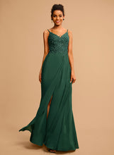 Load image into Gallery viewer, Prom Dresses Beading Floor-Length Sequins A-Line Chiffon Lace Faith With V-neck