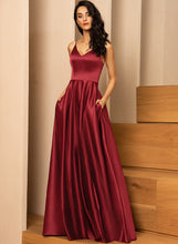 Load image into Gallery viewer, Pockets Nayeli V-neck With Prom Dresses A-Line Satin Floor-Length