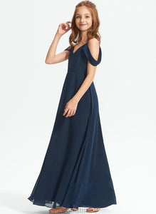 Floor-Length A-Line Chiffon Junior Bridesmaid Dresses Aleah Off-the-Shoulder