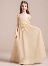 Load image into Gallery viewer, Floor-Length Chiffon Off-the-Shoulder Fatima Junior Bridesmaid Dresses A-Line Ruffle With