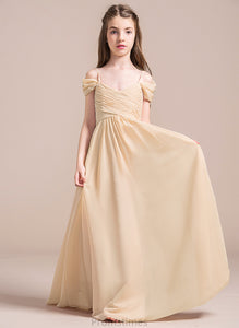 Floor-Length Chiffon Off-the-Shoulder Fatima Junior Bridesmaid Dresses A-Line Ruffle With