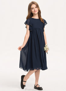 With Junior Bridesmaid Dresses Knee-Length Neck Chiffon A-Line Jayla Scoop Beading