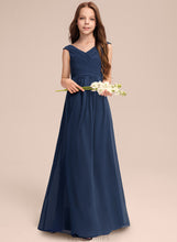 Load image into Gallery viewer, Junior Bridesmaid Dresses A-Line Off-the-Shoulder Chiffon Floor-Length Ruffles Mara With