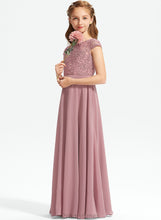 Load image into Gallery viewer, Neck Floor-Length Lace Chiffon Lena Junior Bridesmaid Dresses A-Line Scoop