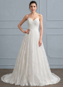 Lace Sweetheart With Wedding Train Sweep Wedding Dresses Jaelynn A-Line Dress Ruffle