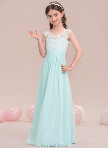 Jazlene Chiffon A-Line V-neck Junior Bridesmaid Dresses Floor-Length