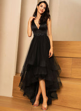 Load image into Gallery viewer, Prom Dresses Ball-Gown/Princess V-neck With Beading Asymmetrical Phyllis Tulle