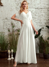 Load image into Gallery viewer, Split A-Line Floor-Length Lace With Wedding Dresses Front Dress Arely Wedding V-neck