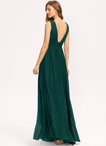 Chiffon V-neck Kiersten Front A-Line Prom Dresses Floor-Length With Split