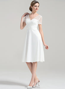 Wedding Norma Knee-Length A-Line V-neck Wedding Dresses Satin Dress