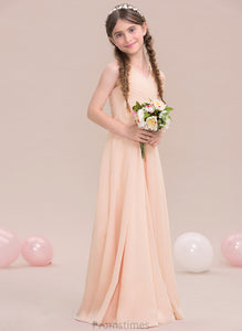 Junior Bridesmaid Dresses Jimena With Ruffle A-Line Floor-Length V-neck Chiffon