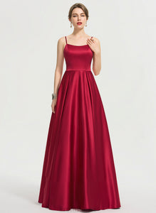 Gertie Square Prom Dresses Satin Neckline A-Line Floor-Length