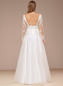 Wedding Dresses Wedding Tulle A-Line Beading Dress Lace V-neck With Adeline Floor-Length Sequins