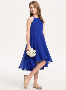 A-Line Ruffle Asymmetrical Neck Scoop With Junior Bridesmaid Dresses Chiffon Isabela