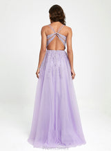 Load image into Gallery viewer, Scoop Sequins Train Tulle With Neck Ball-Gown/Princess Lace Sweep Prom Dresses Rebecca