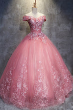 Load image into Gallery viewer, Off The Shoulder Long Ball Gown Lace Princess Prom Dresses Quinceanera Dresses