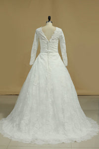 2024 Latest Style Wedding Dresses Scoop A-Line Chapel Train