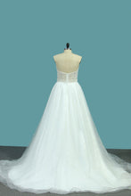 Load image into Gallery viewer, 2024 Sweetheart Wedding Dresses A Line Tulle With Beads Sweep Train