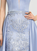 Load image into Gallery viewer, Sweep With V-neck Ball-Gown/Princess Heidi Beading Prom Dresses Train Satin Sequins