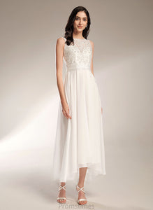 A-Line Wedding Dress Perla Neck Wedding Dresses Scoop Asymmetrical