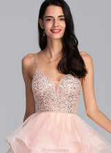 Load image into Gallery viewer, Sequins V-neck Knee-Length Ball-Gown/Princess Beading Hanna Tulle With Prom Dresses