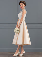 Load image into Gallery viewer, A-Line Satin Tea-Length V-neck Wedding With Yoselin Wedding Dresses Beading Sequins Dress