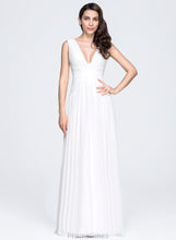 Load image into Gallery viewer, With Pleated Ava V-neck Floor-Length Chiffon A-Line Dress Wedding Dresses Wedding