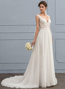 Wedding Theresa Train Dress V-neck A-Line Chiffon Wedding Dresses Court