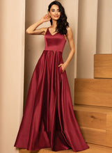 Load image into Gallery viewer, Pockets Nayeli V-neck With Prom Dresses A-Line Satin Floor-Length